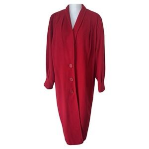 VTG Fleurette 100% Cashmere Long Red Overcoat Lined Women's Large/XL? Union Made